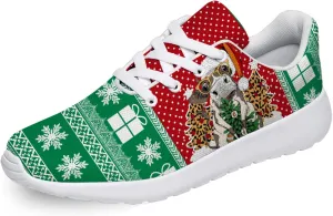Christmas Themed Shoes Men Women Running Sneaker Tennis Walking Shoes Green Red Christmas Cow Print Shoes Gifts for Big Broghter,US Size 8 Women/6 Men
