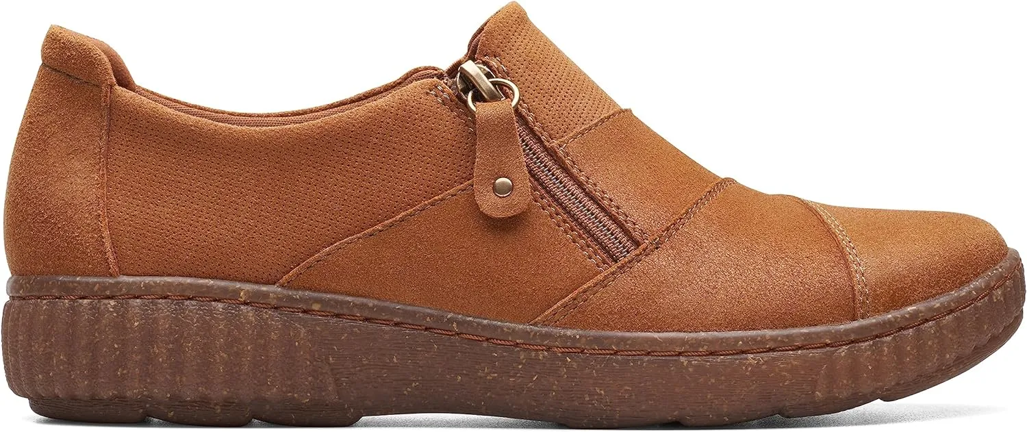 Clarks Women's Caroline Grace Loafer, Dark Tan Leather, 9