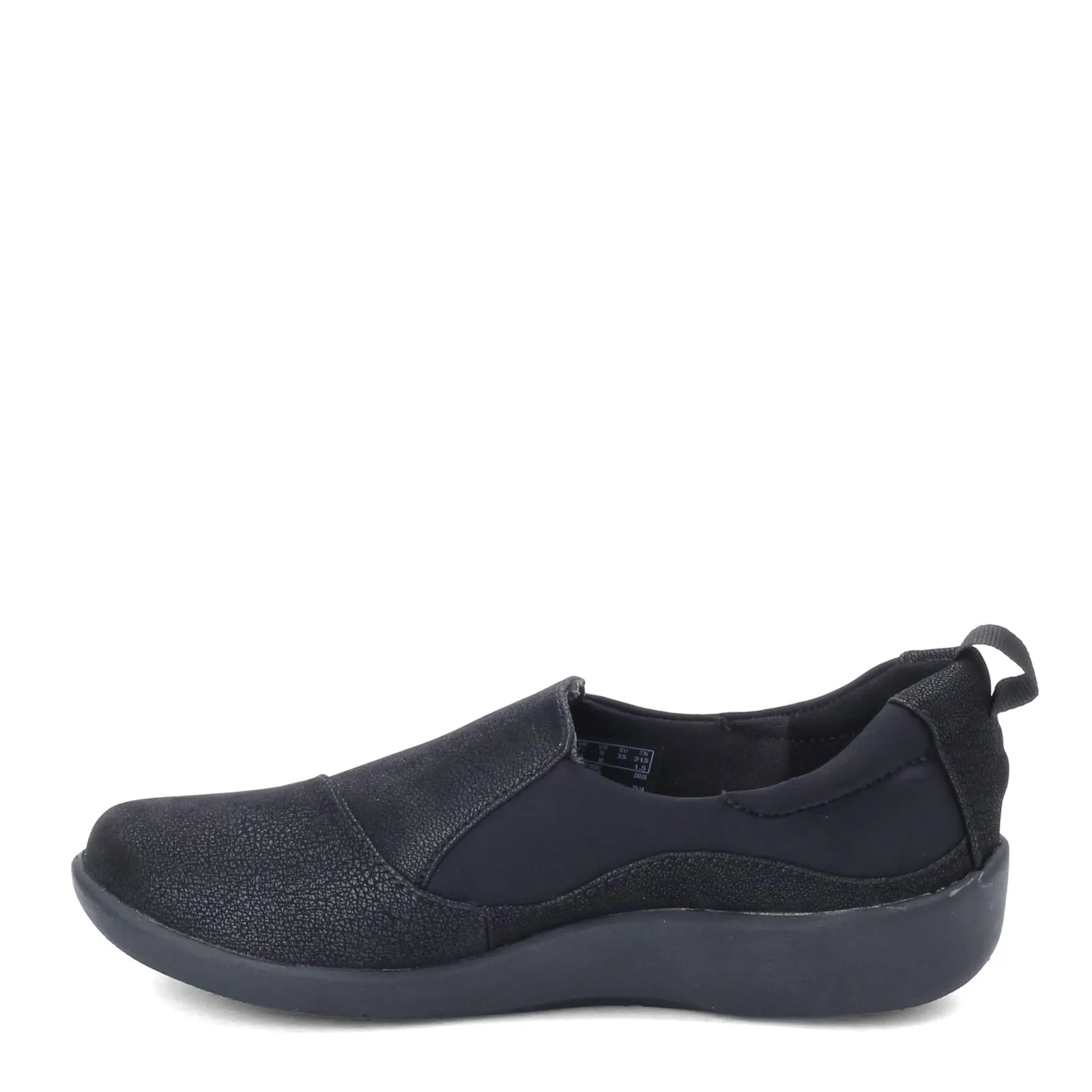Clarks Women's CloudSteppers Sillian Paz Slip-On Loafer, Black Synthetic Nubuck, 7 W US