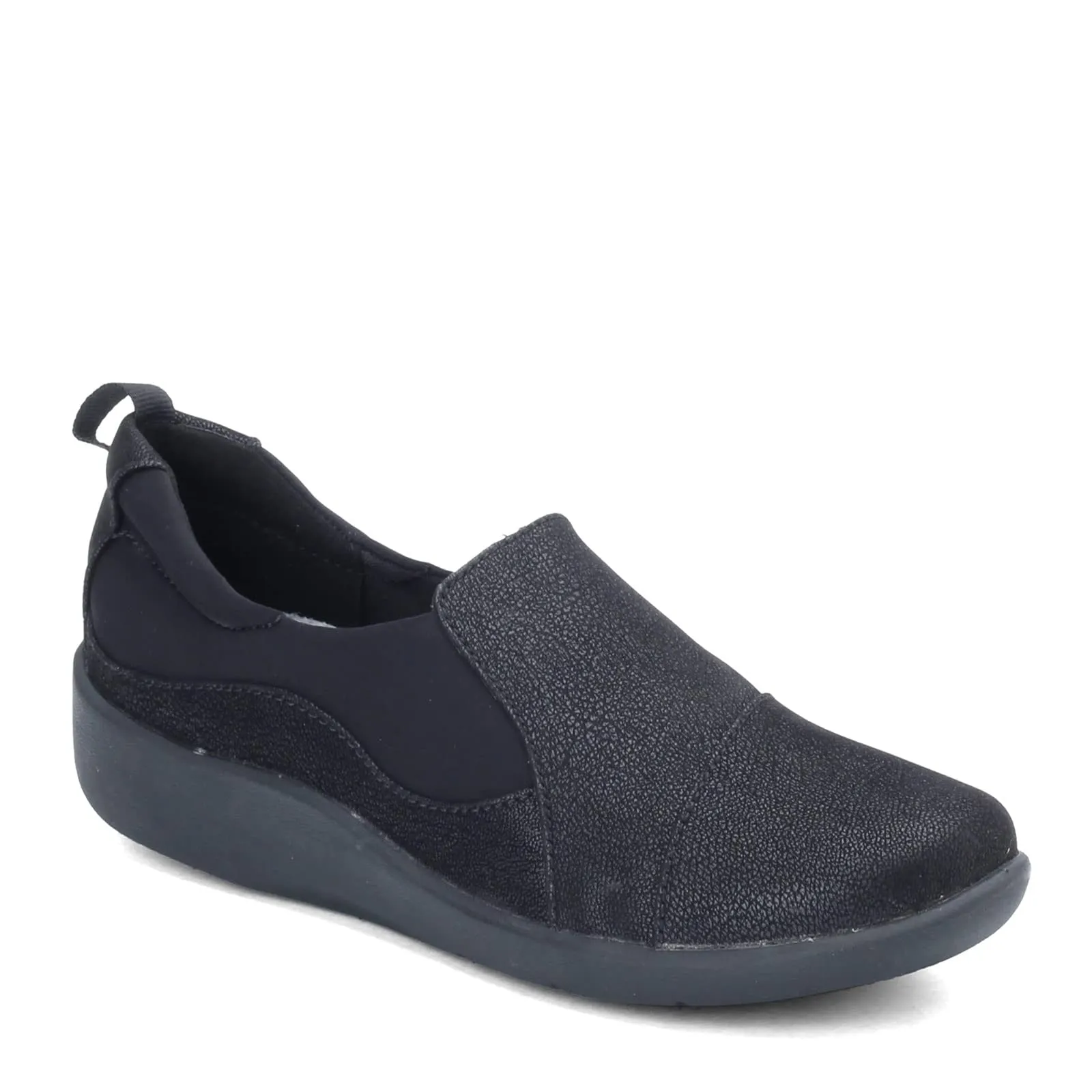 Clarks Women's CloudSteppers Sillian Paz Slip-On Loafer, Black Synthetic Nubuck, 7 W US