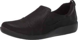 Clarks Women's CloudSteppers Sillian Paz Slip-On Loafer, Black Synthetic Nubuck, 7 W US