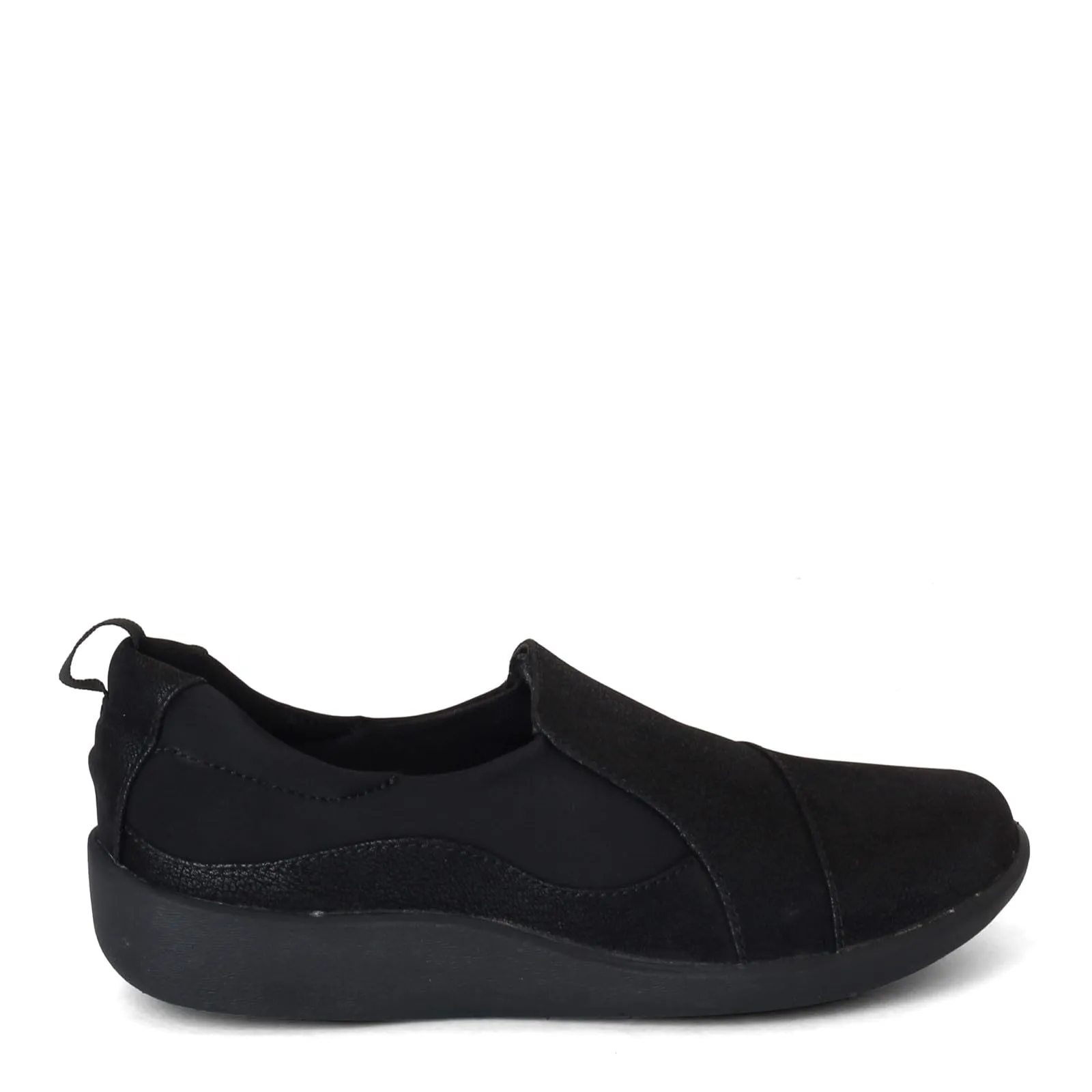 Clarks Women's CloudSteppers Sillian Paz Slip-On Loafer, Black Synthetic Nubuck, 7 W US