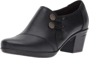 Clarks womens Emslie Warren Slip On Loafer, Black Leather, 8.5 Wide US