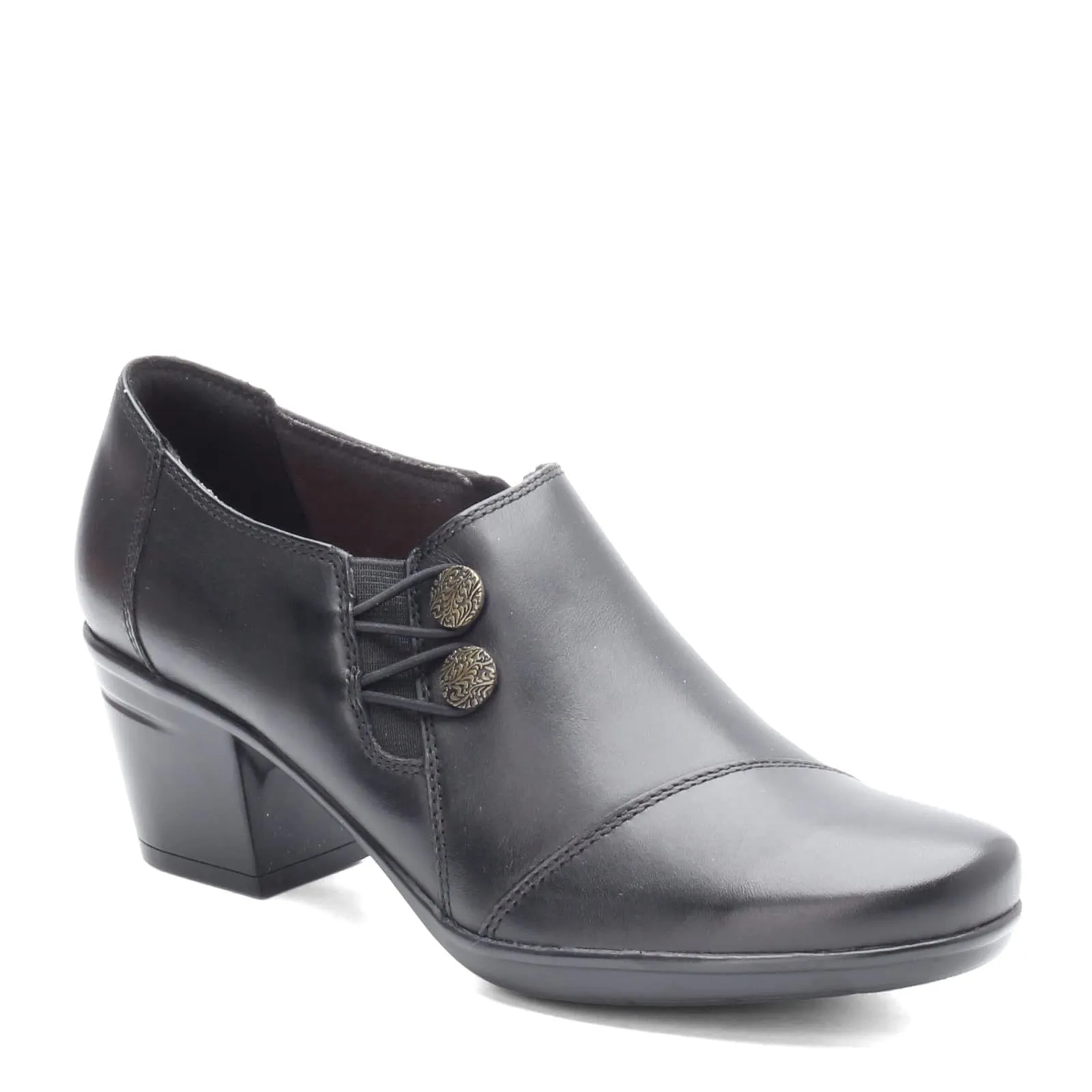 Clarks womens Emslie Warren Slip On Loafer, Black Leather, 8.5 Wide US