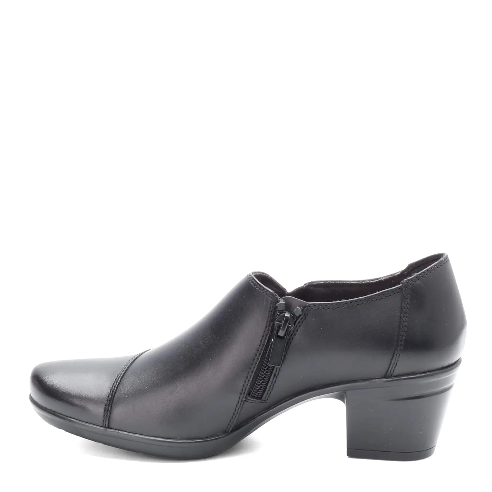 Clarks womens Emslie Warren Slip On Loafer, Black Leather, 8.5 Wide US