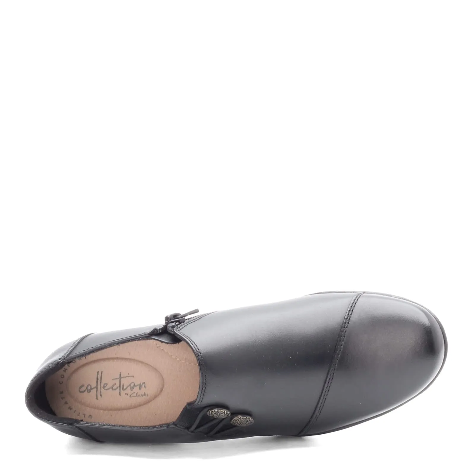 Clarks womens Emslie Warren Slip On Loafer, Black Leather, 8.5 Wide US