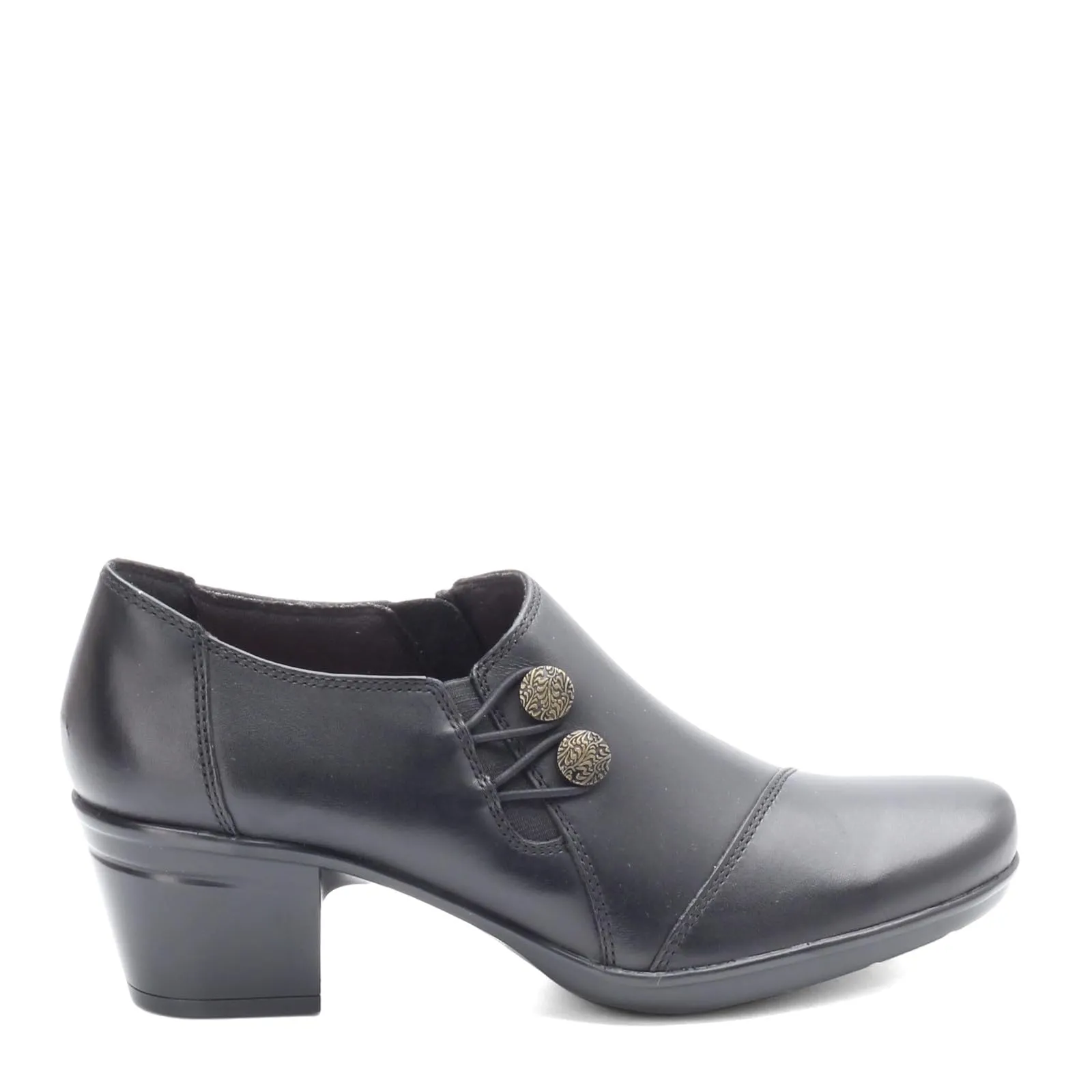 Clarks womens Emslie Warren Slip On Loafer, Black Leather, 8.5 Wide US