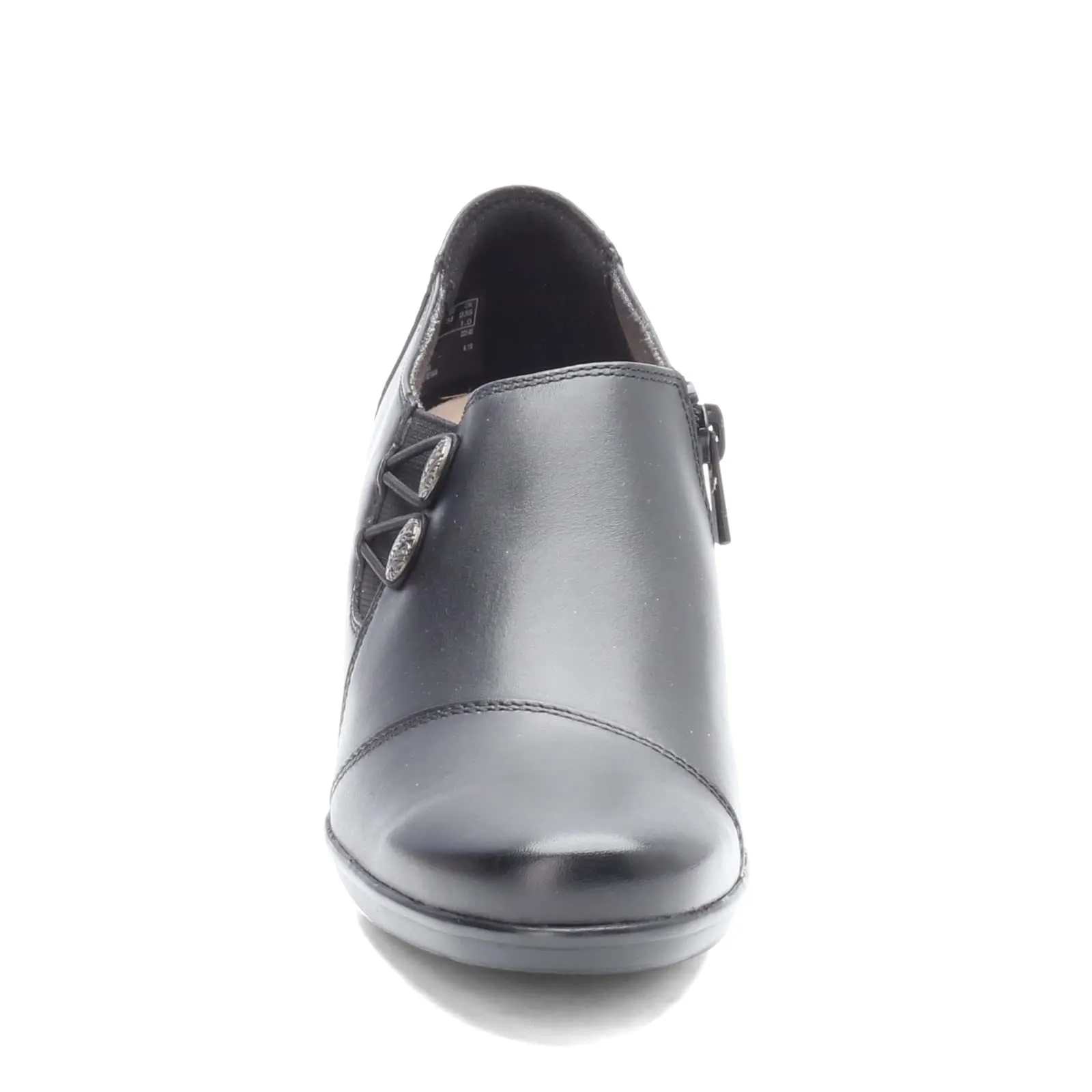 Clarks womens Emslie Warren Slip On Loafer, Black Leather, 8.5 Wide US