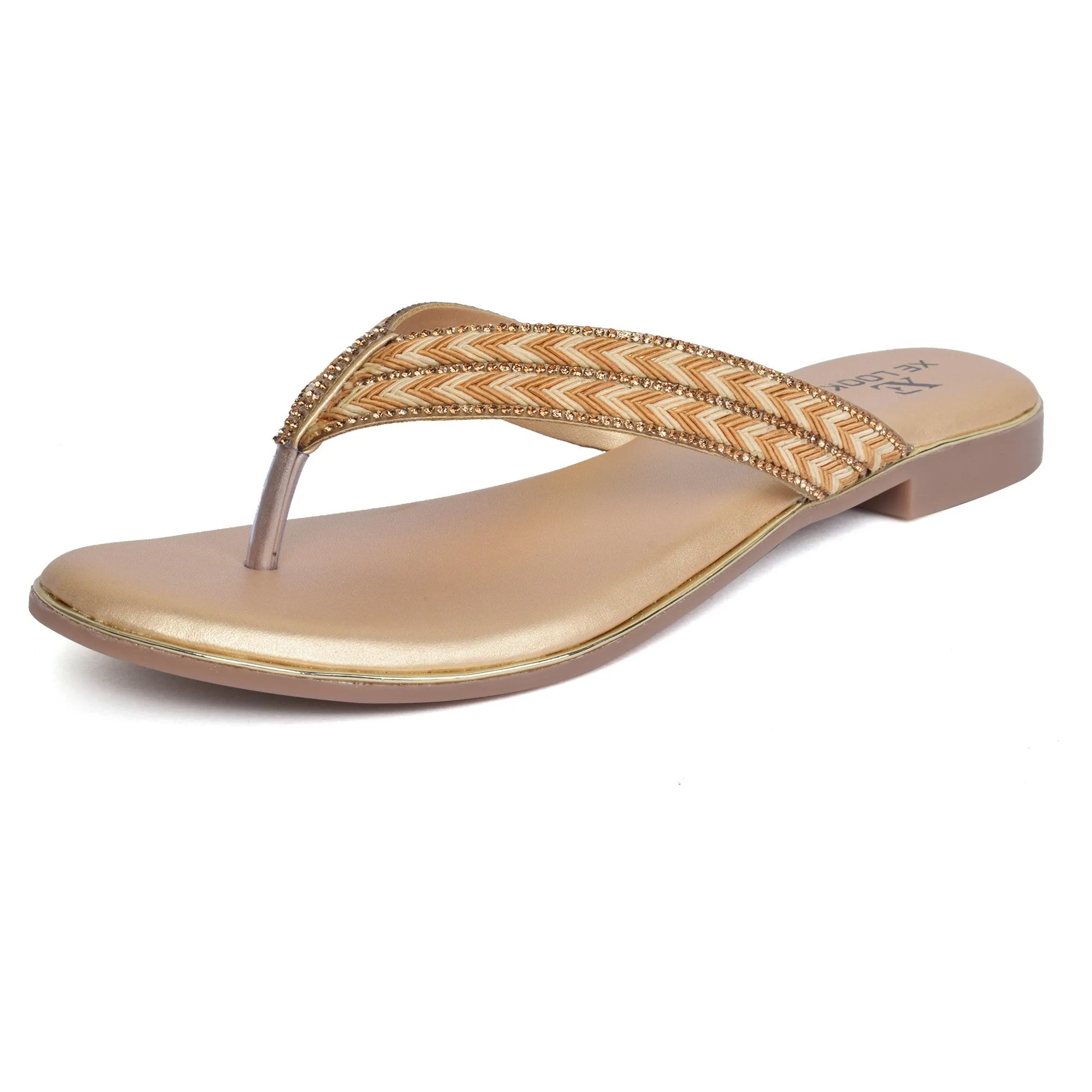 Classic & Graceful Siroski Design Comfortable Fashion Flat Slippers