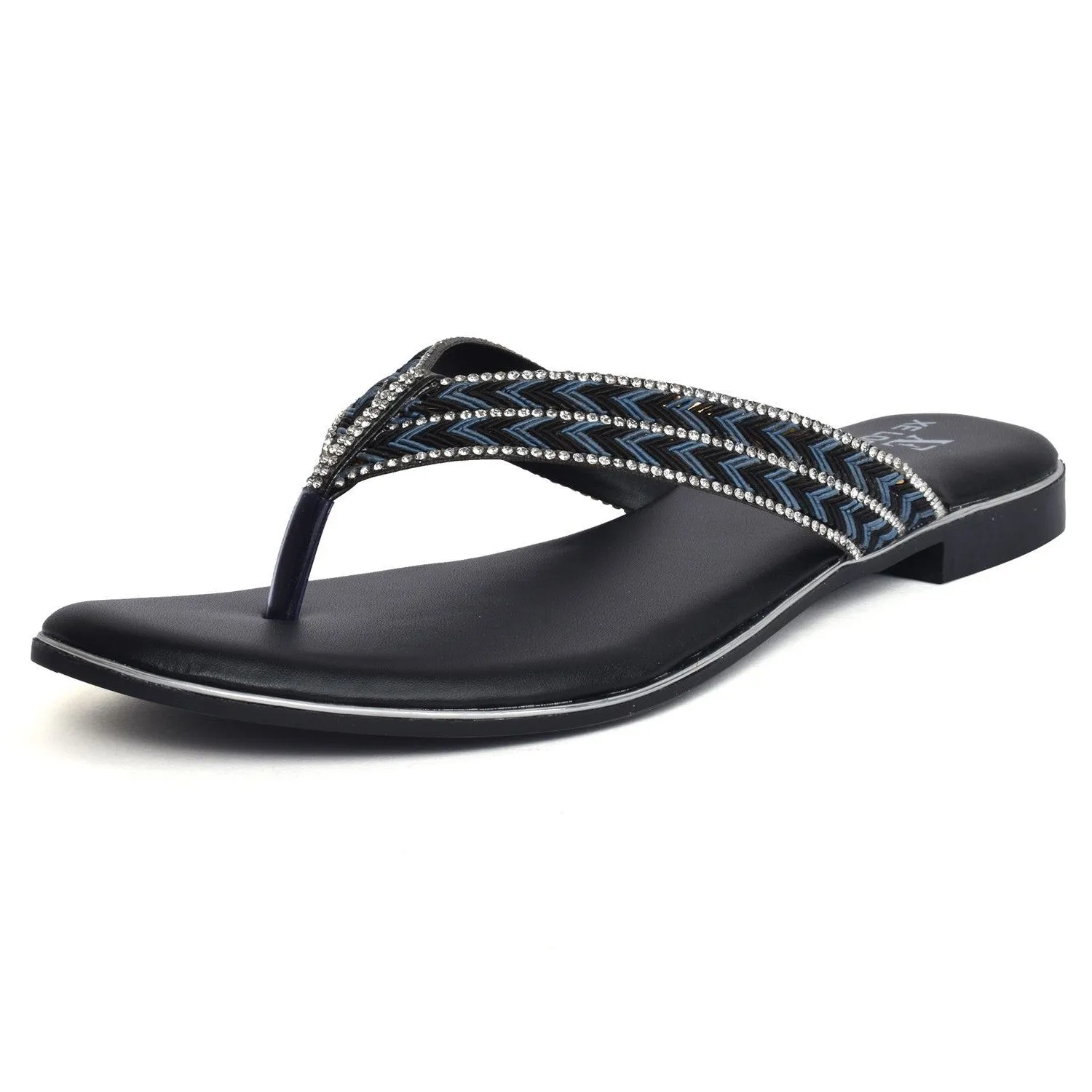 Classic & Graceful Siroski Design Comfortable Fashion Flat Slippers