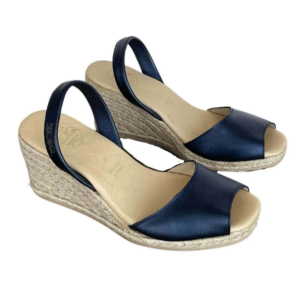 Classic Espadrille Wedge ('23 Edit) in Navy Sheen