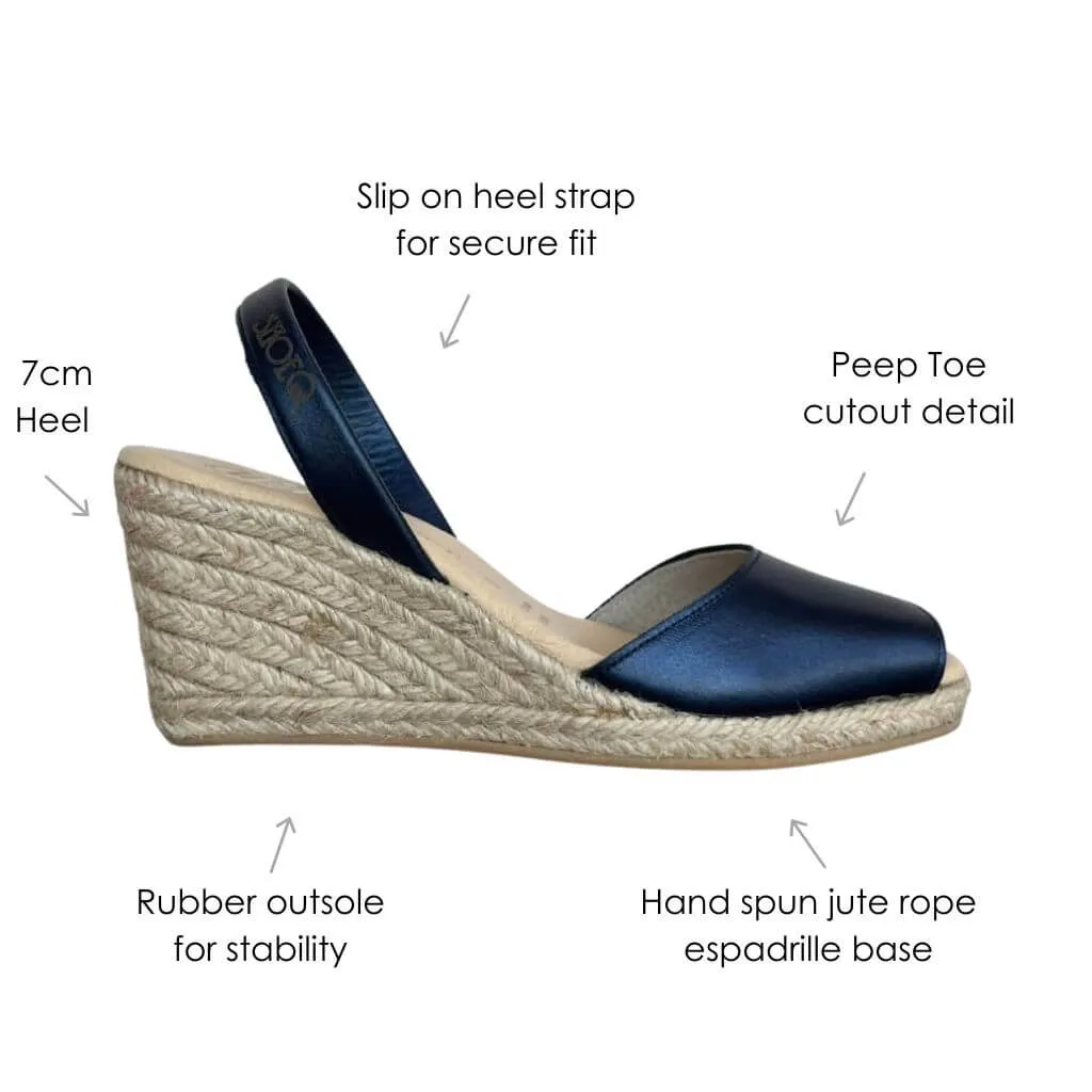 Classic Espadrille Wedge ('23 Edit) in Navy Sheen