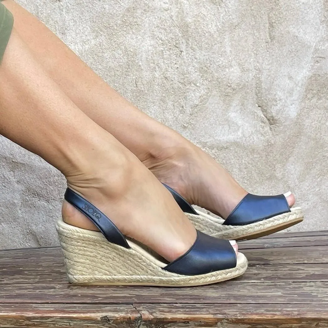 Classic Espadrille Wedge ('23 Edit) in Navy Sheen