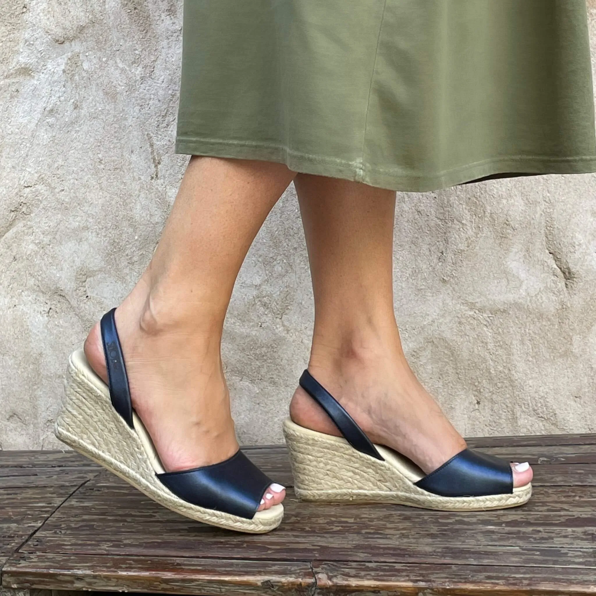 Classic Espadrille Wedge ('23 Edit) in Navy Sheen