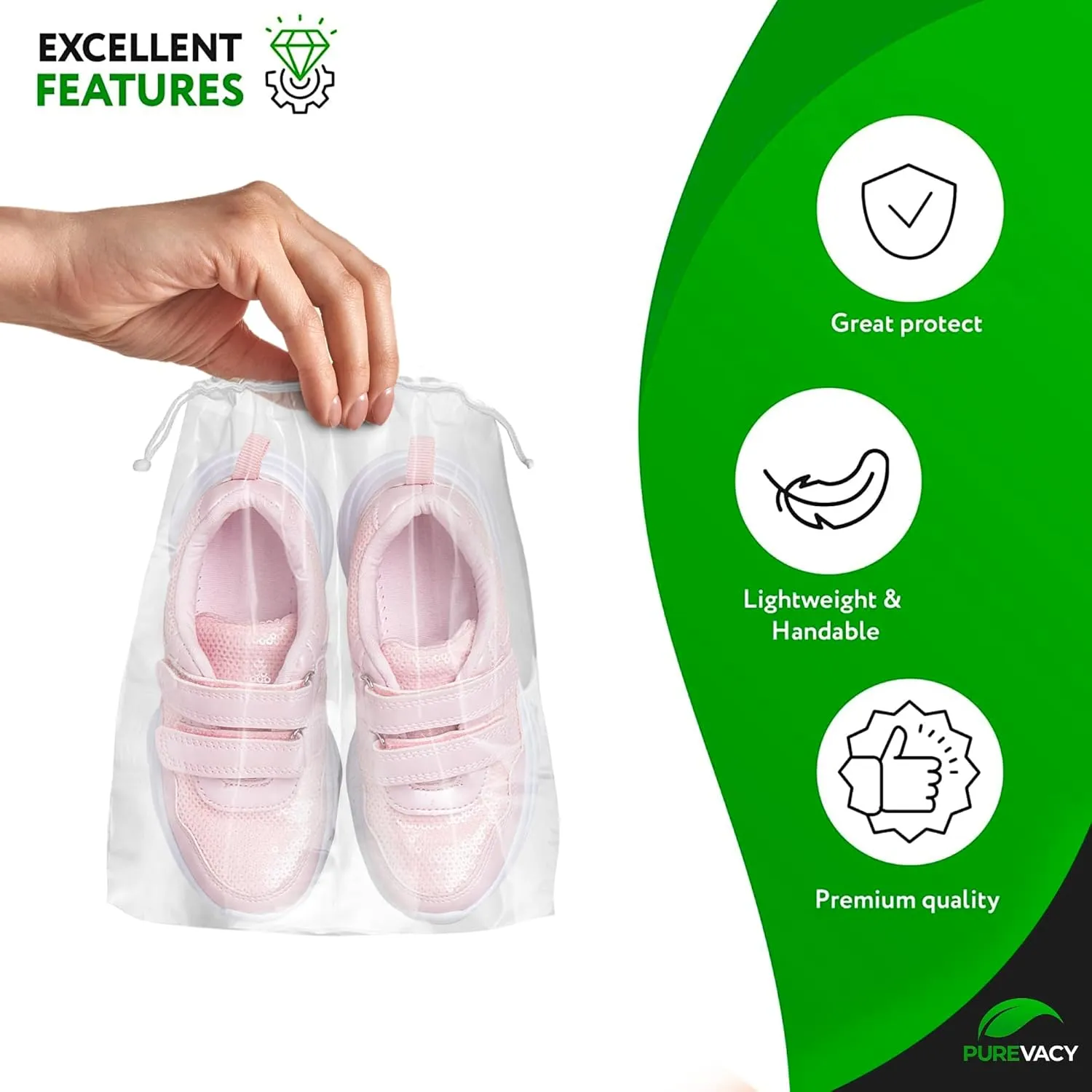 Clear Drawstring Bag, 8 x 10 Inches. 100 Pack Clear Plastic Drawstring Bags. 2 Mil Double Drawstring Clear Plastic Bags. Waterproof Clear Drawstring Bags for Goodies, Travel Essentials
