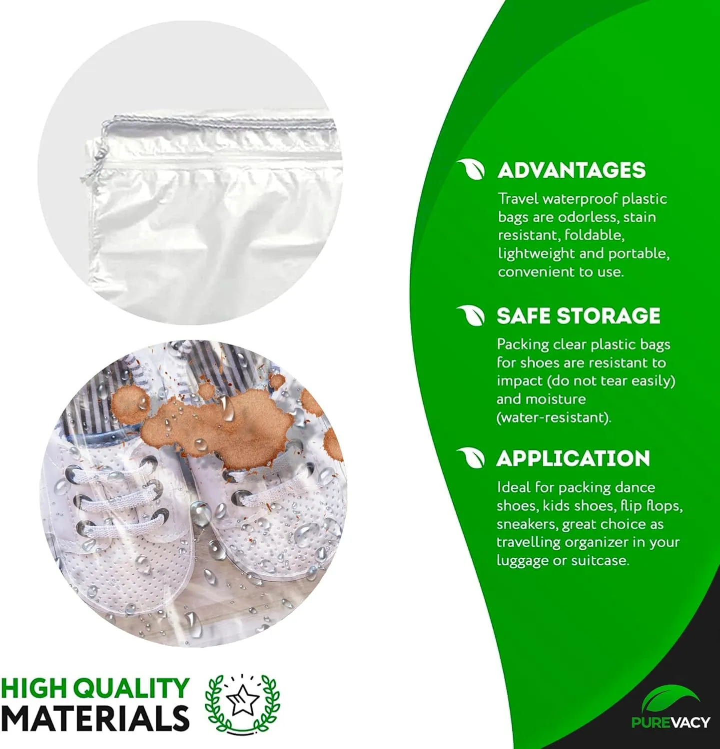 Clear Drawstring Bag, 8 x 10 Inches. 100 Pack Clear Plastic Drawstring Bags. 2 Mil Double Drawstring Clear Plastic Bags. Waterproof Clear Drawstring Bags for Goodies, Travel Essentials