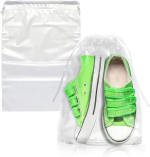 Clear Drawstring Bag, 8 x 10 Inches. 100 Pack Clear Plastic Drawstring Bags. 2 Mil Double Drawstring Clear Plastic Bags. Waterproof Clear Drawstring Bags for Goodies, Travel Essentials
