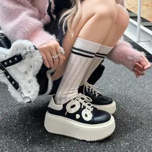 COMFORTABLE FLAT PLATFORM SHOES PANDA STYLE