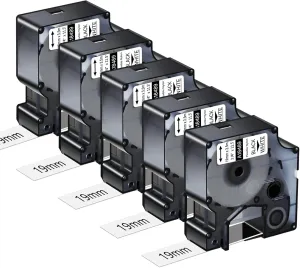 Compatible for DYMO 18489 Flexible Nylon Label Tapes Black on White 3/4" x 11.5' (19mm x 3.5m) Work with Rhino 4200 5000 5200 6000 Industrial Label Makers, (5-Pack)