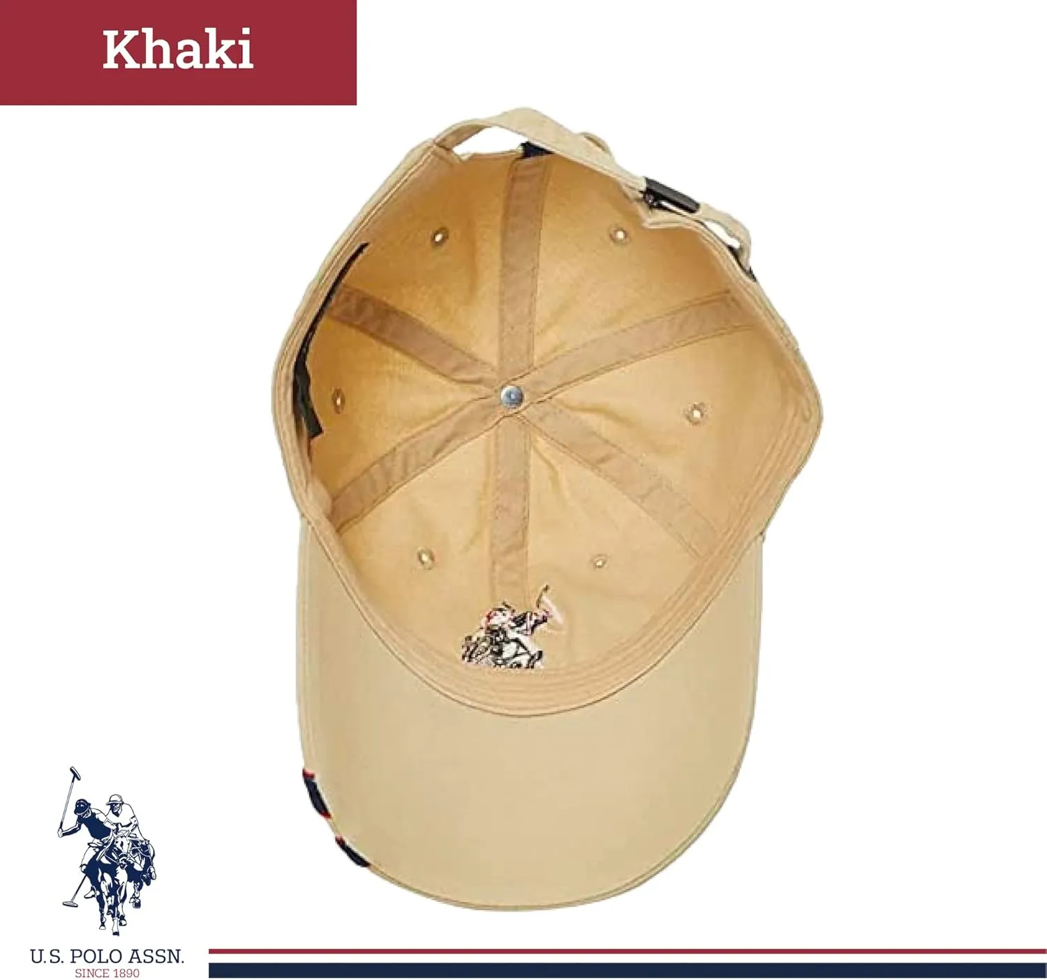 Concept One U.s Polo Assn. Dad Hat, Embroidered Horse Logo Adjustable Adult Baseball Cap with Diagonal Accent Stripes