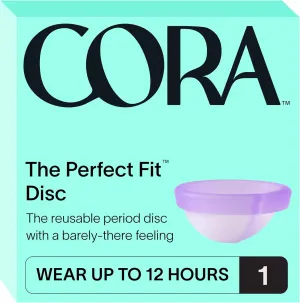Cora Menstrual Disc | Reusable Period Disc | Wear Up to 12-Hours | Sustainable Alternative to Tampons/Pads | for Light/Heavy Flows | Leak Proof | Medical Grade Silicone | Eco-Friendly Feminine Hygiene