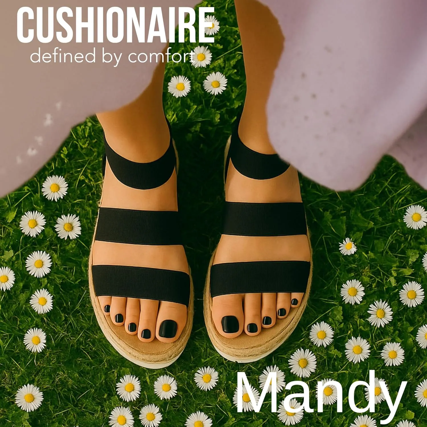 CUSHIONAIRE Women's Mandy Cork Espadrille Platform Sandal - Strappy Wedge with Arch Support,