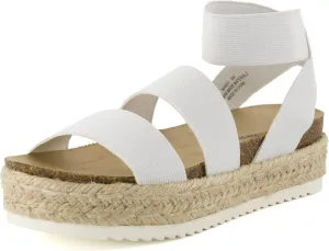 CUSHIONAIRE Women's Mandy Cork Espadrille Platform Sandal - Strappy Wedge with Arch Support,