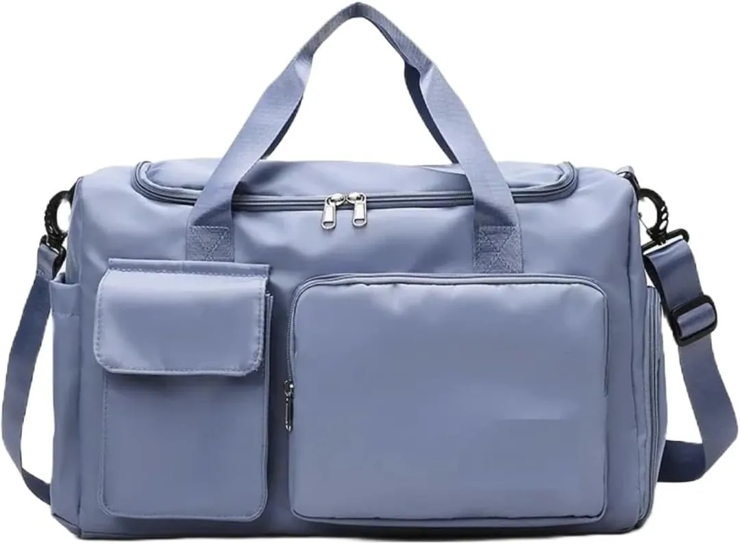Custom Duffle Bag for Men and Women. Personalize with your Text and Logo (Light Blue - Custom Text and Logo)