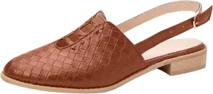 Cutout Sandal for Women Fashion Pointed Toe Closed Toe Weave Strap Buckle Casual Flat Sandalias Summer Comfortable Low Heel Slides Mules Shoes
