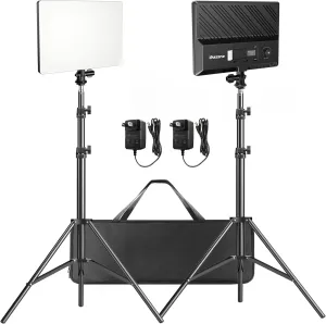 D30 LED Video Light Panel Light and 78.7 Inches Stand, 2 Packs 2500K-6500K Bi-Color Dimmable Photography Lights, CRI 96  Videography Lighting for Video Recording/Gaming/Live Stream/Studio/Film