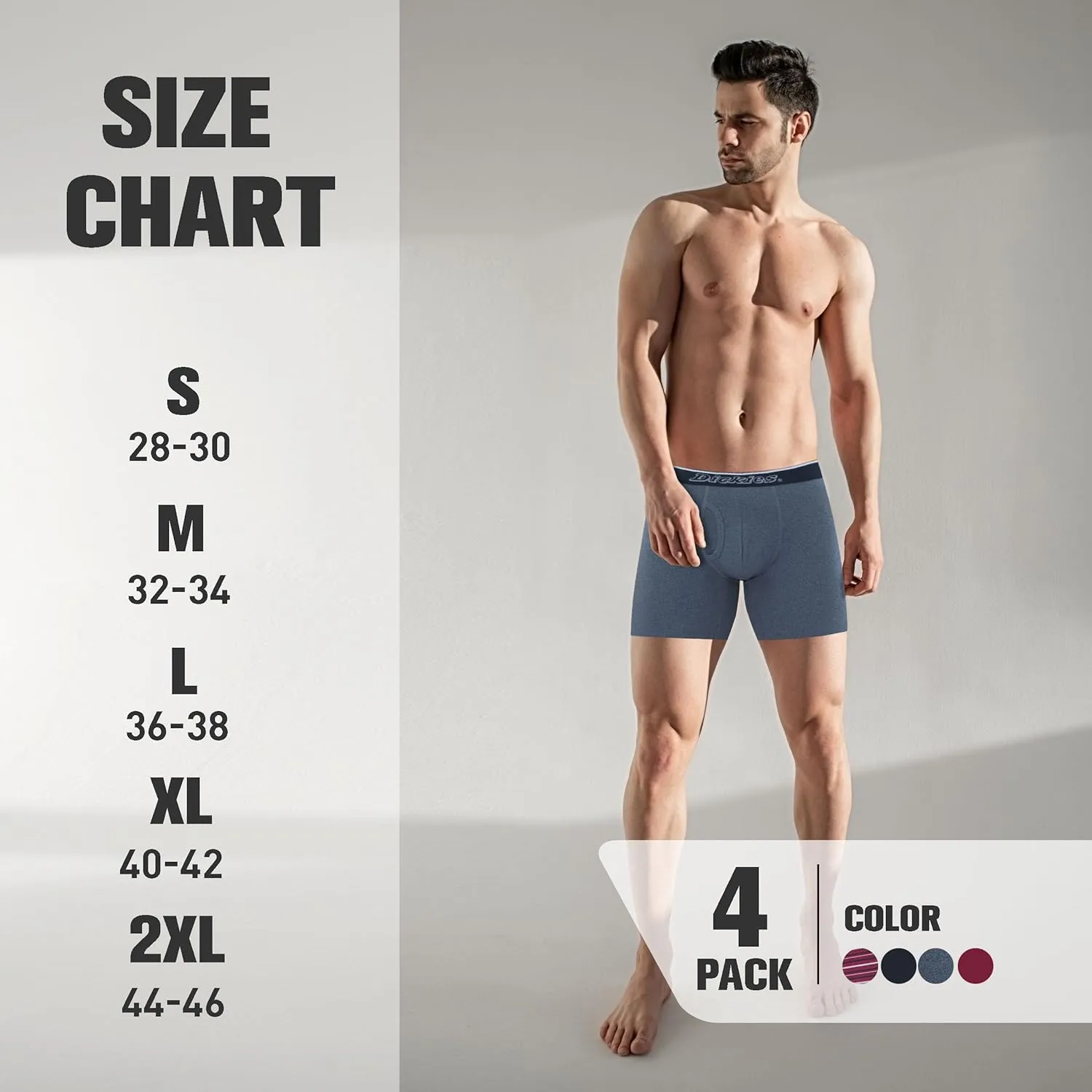 Dickies Mens Underwear 4 Pack Microfiber boxer briefs for men