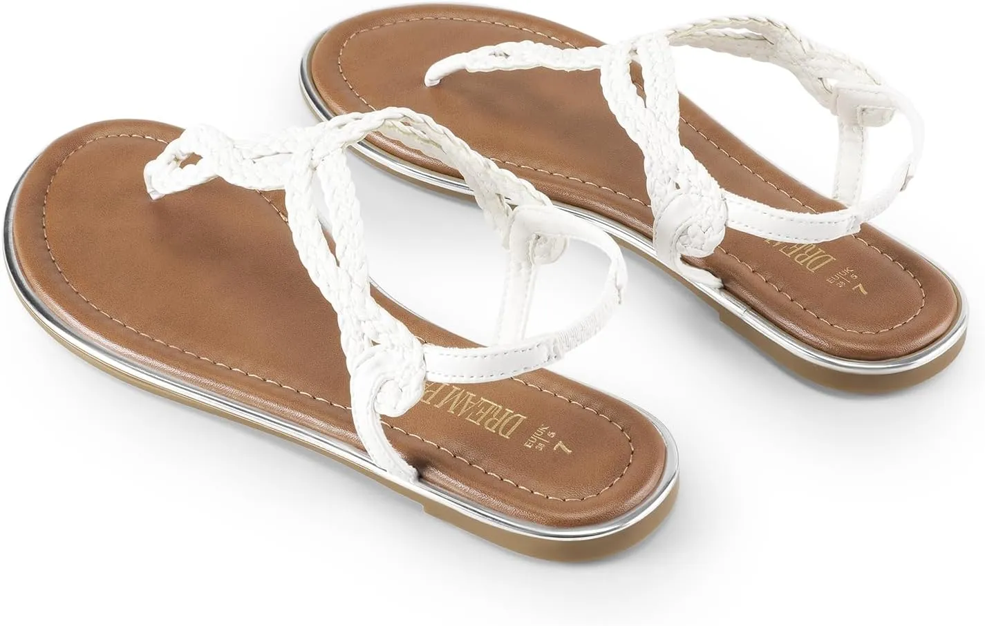 DREAM PAIRS Women's Flat Sandals Dressy Summer Stappy Comfortable Ankle Elastic T-Strap Beach Thong Sandals