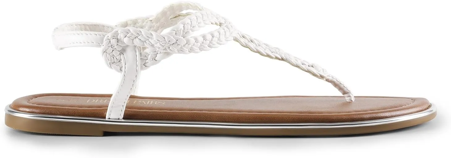 DREAM PAIRS Women's Flat Sandals Dressy Summer Stappy Comfortable Ankle Elastic T-Strap Beach Thong Sandals