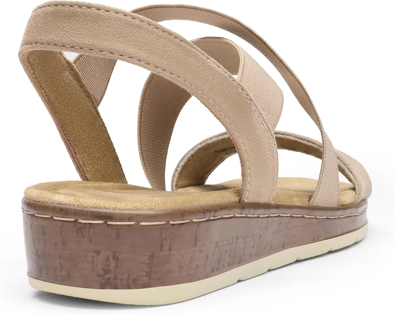 DREAM PAIRS Women's Summer Dressy Low Wedge Heels Comfortable Slip on Casual Flat Sandals for Walking Vacation