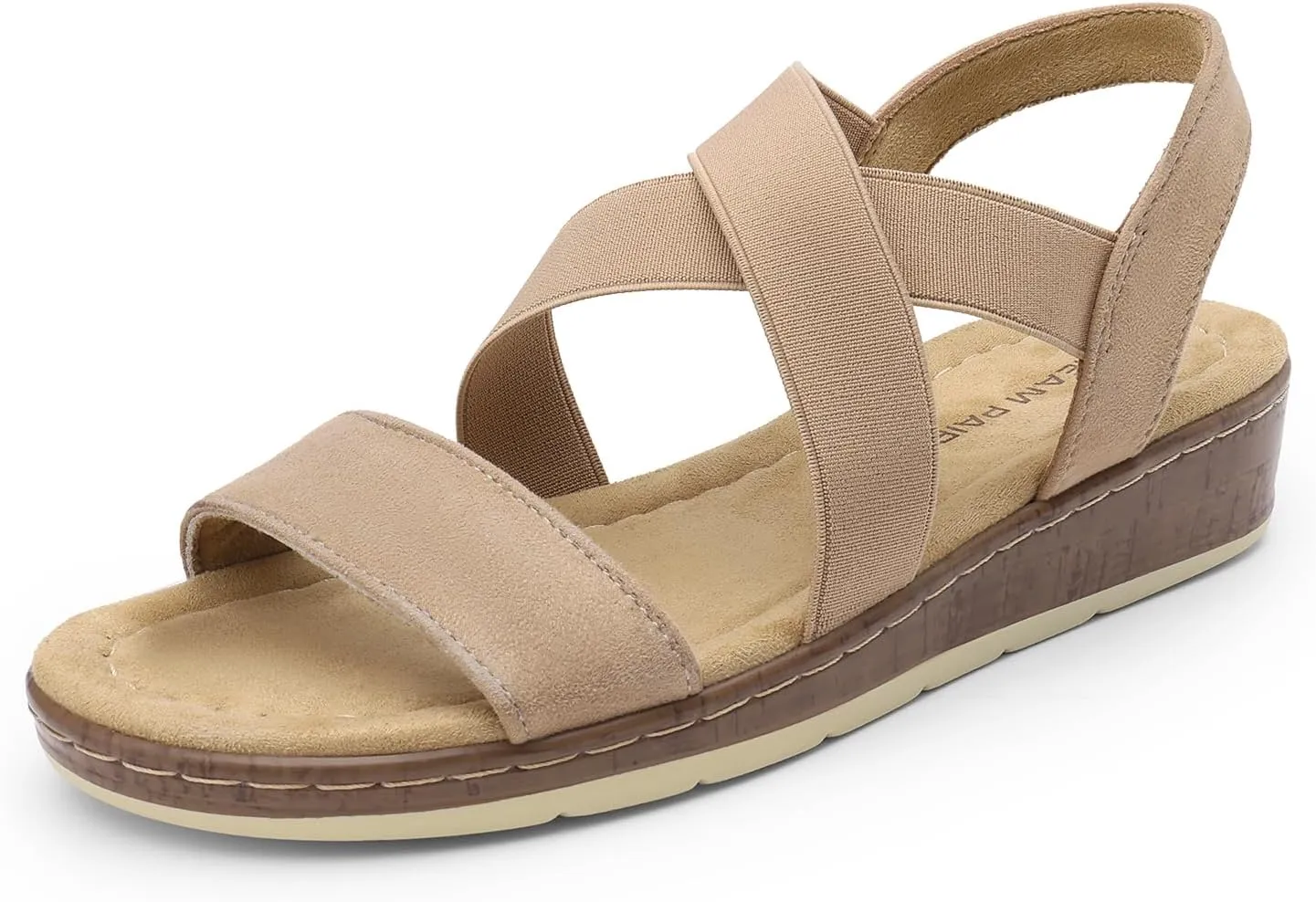 DREAM PAIRS Women's Summer Dressy Low Wedge Heels Comfortable Slip on Casual Flat Sandals for Walking Vacation