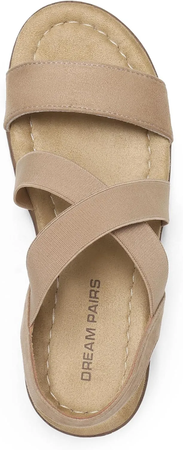 DREAM PAIRS Women's Summer Dressy Low Wedge Heels Comfortable Slip on Casual Flat Sandals for Walking Vacation