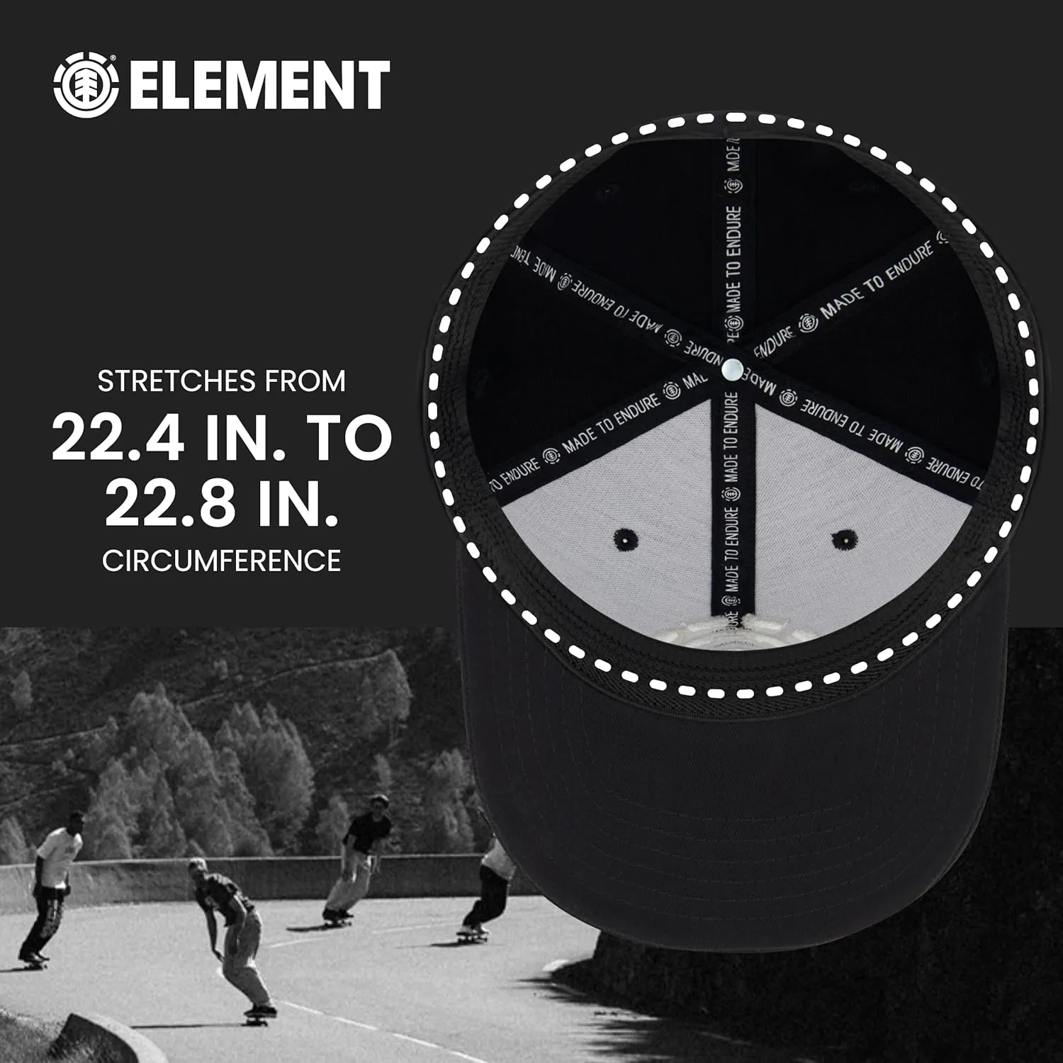 Element Baseball Hat, Adult Flex Fit Active Sport Cap with Curved Brim
