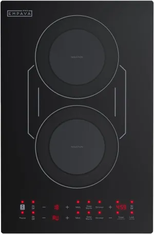 Empava Double/Dual Induction Cooktop 2 Burner, Shatter-proof Flat Glass Top, Bridge-SYNC, 3 Preset Modes, Bulit-in/Countertop, 110~120 Volt Plug in Electric Stove for Kitchen, RV, Outdoor Camping
