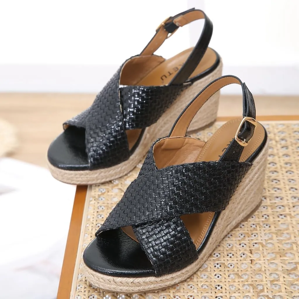 Espadrille Wedge Sandals for Women Open Toe Slingback Platform High Heels Summer Beach Dressy Sandal