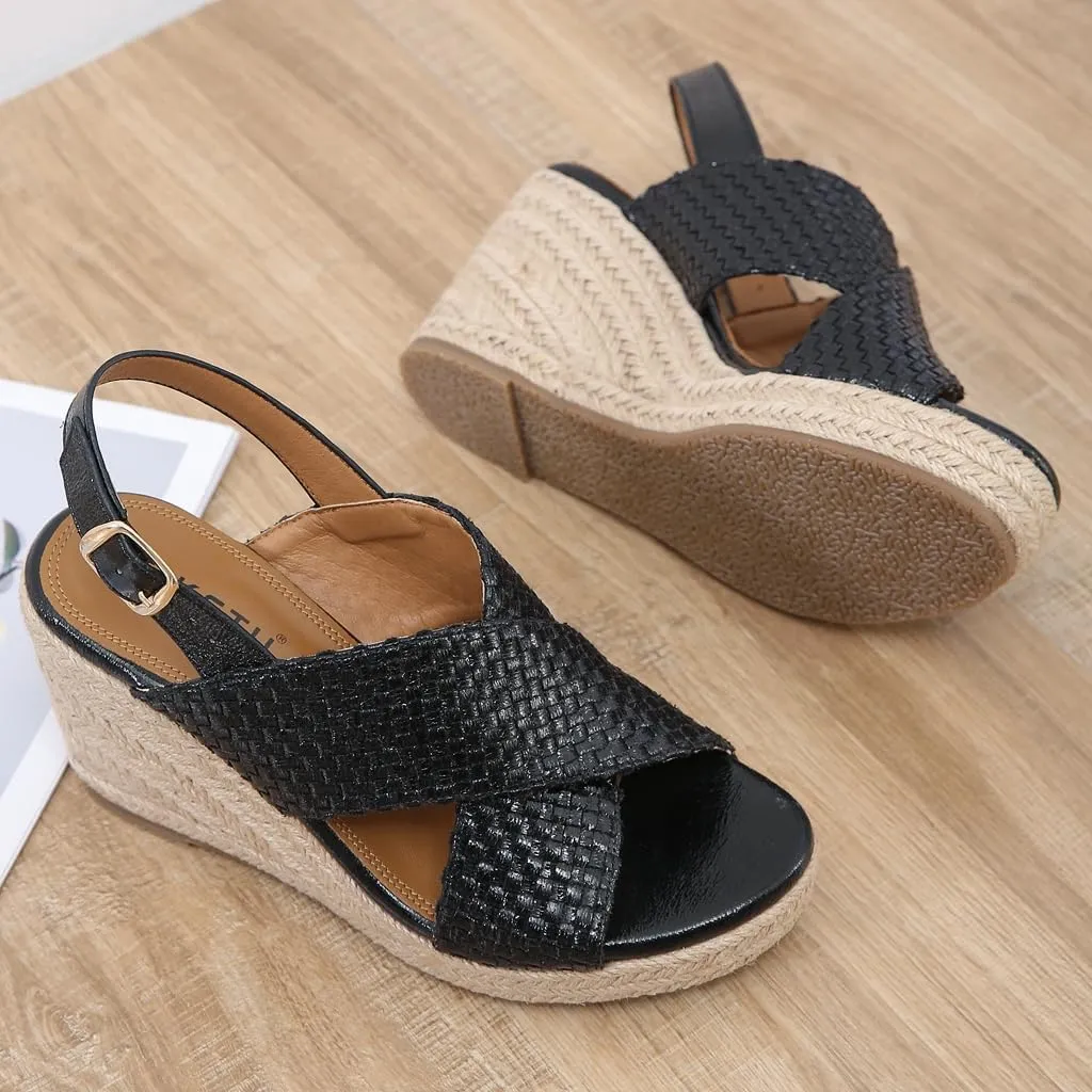 Espadrille Wedge Sandals for Women Open Toe Slingback Platform High Heels Summer Beach Dressy Sandal