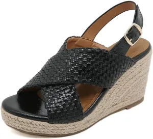 Espadrille Wedge Sandals for Women Open Toe Slingback Platform High Heels Summer Beach Dressy Sandal