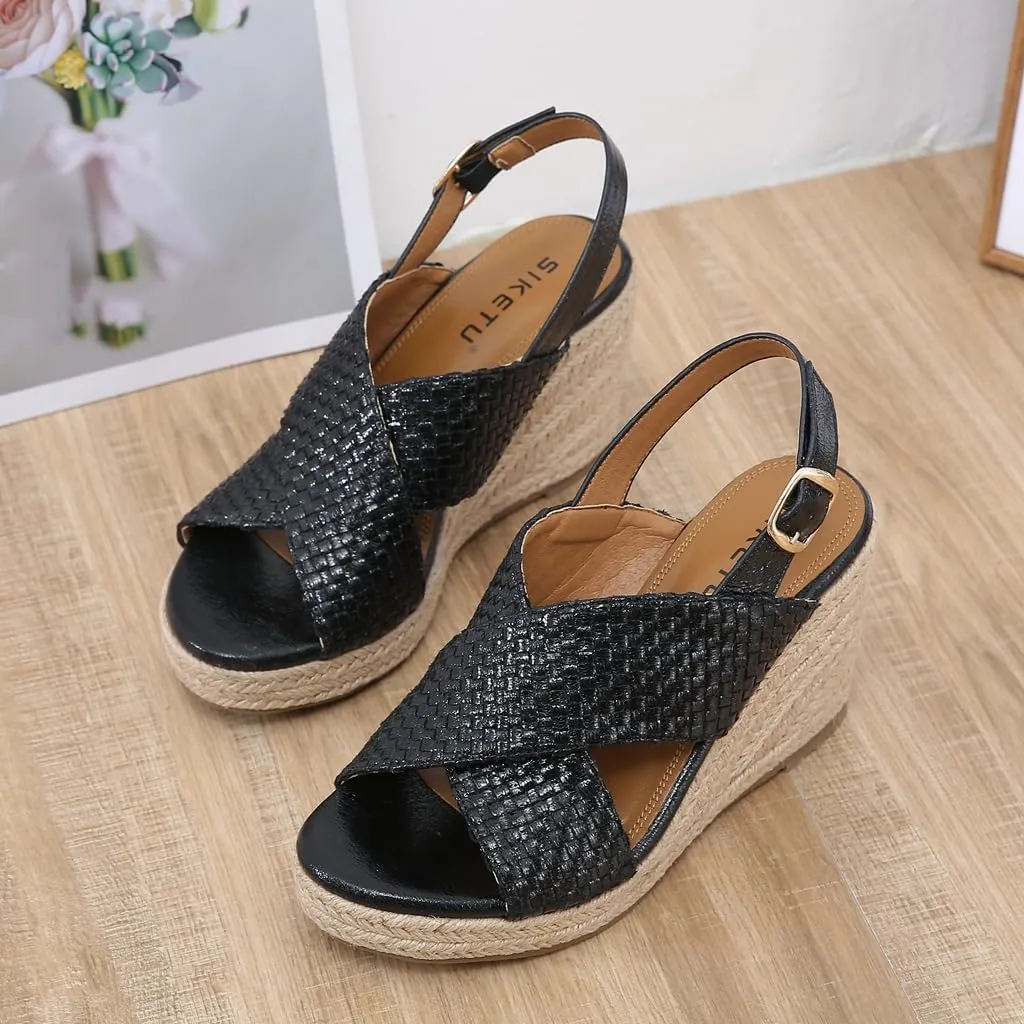 Espadrille Wedge Sandals for Women Open Toe Slingback Platform High Heels Summer Beach Dressy Sandal