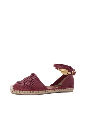 Ethno Bondage Leather Espadrille Flats - Red