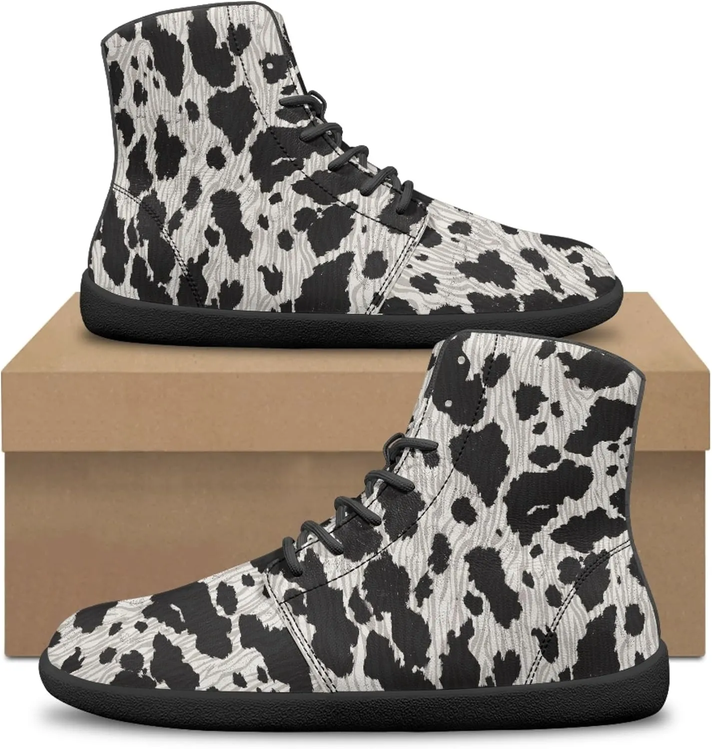 Fashion Print Womens Mens High Top Barefoot Sneakers Flat Shoes