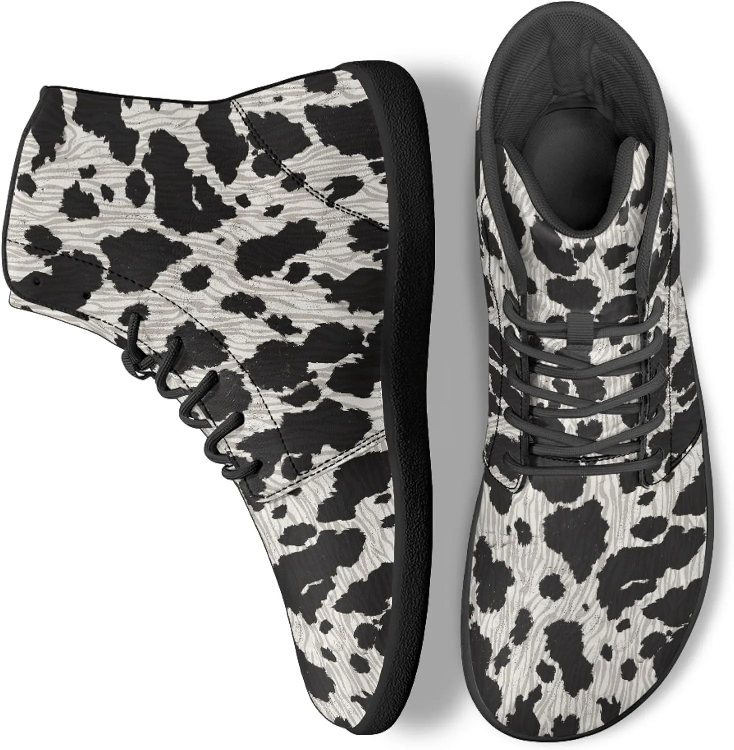 Fashion Print Womens Mens High Top Barefoot Sneakers Flat Shoes