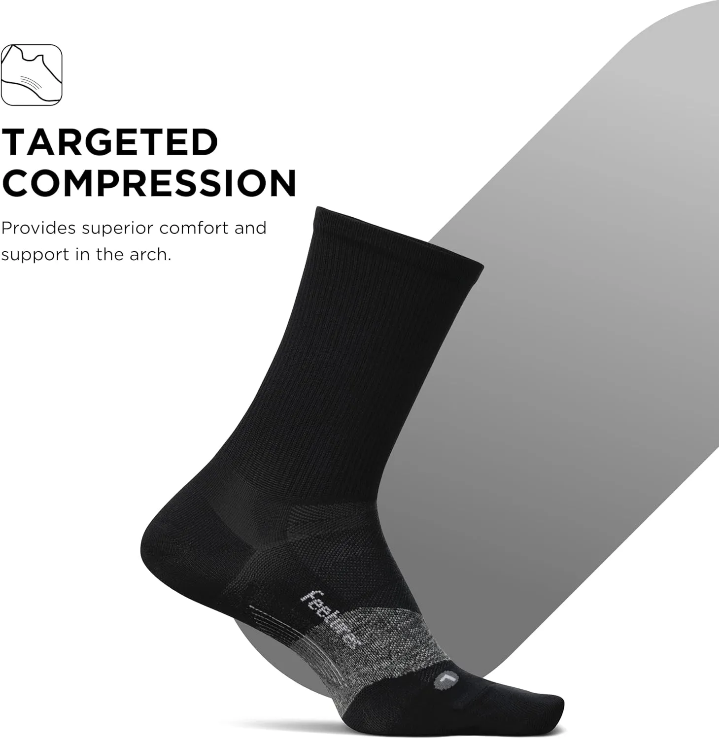 Feetures Elite Ultra Light Cushion Mini Crew Sock - Sport Sock with Targeted Compression - (1 Pair)