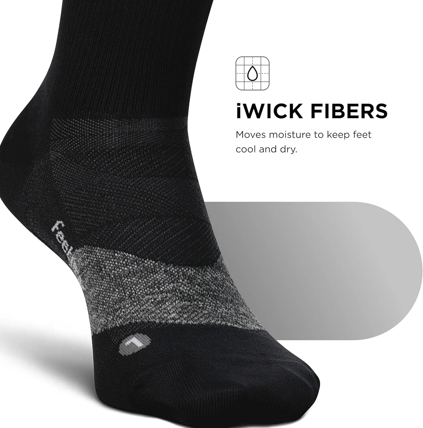 Feetures Elite Ultra Light Cushion Mini Crew Sock - Sport Sock with Targeted Compression - (1 Pair)