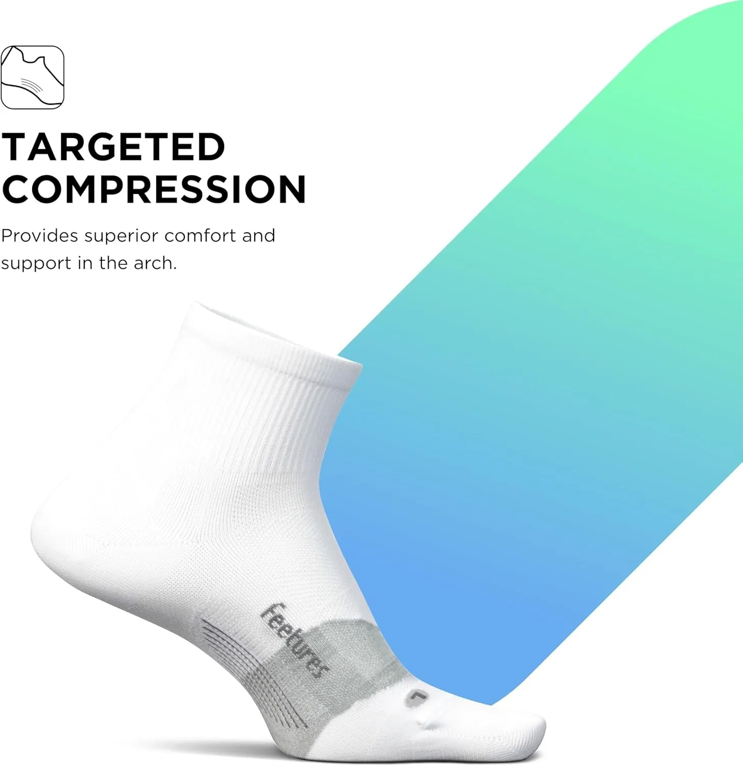 Feetures Elite Ultra Light Cushion Quarter - Sport Sock with Targeted Compression - (1 Pair)