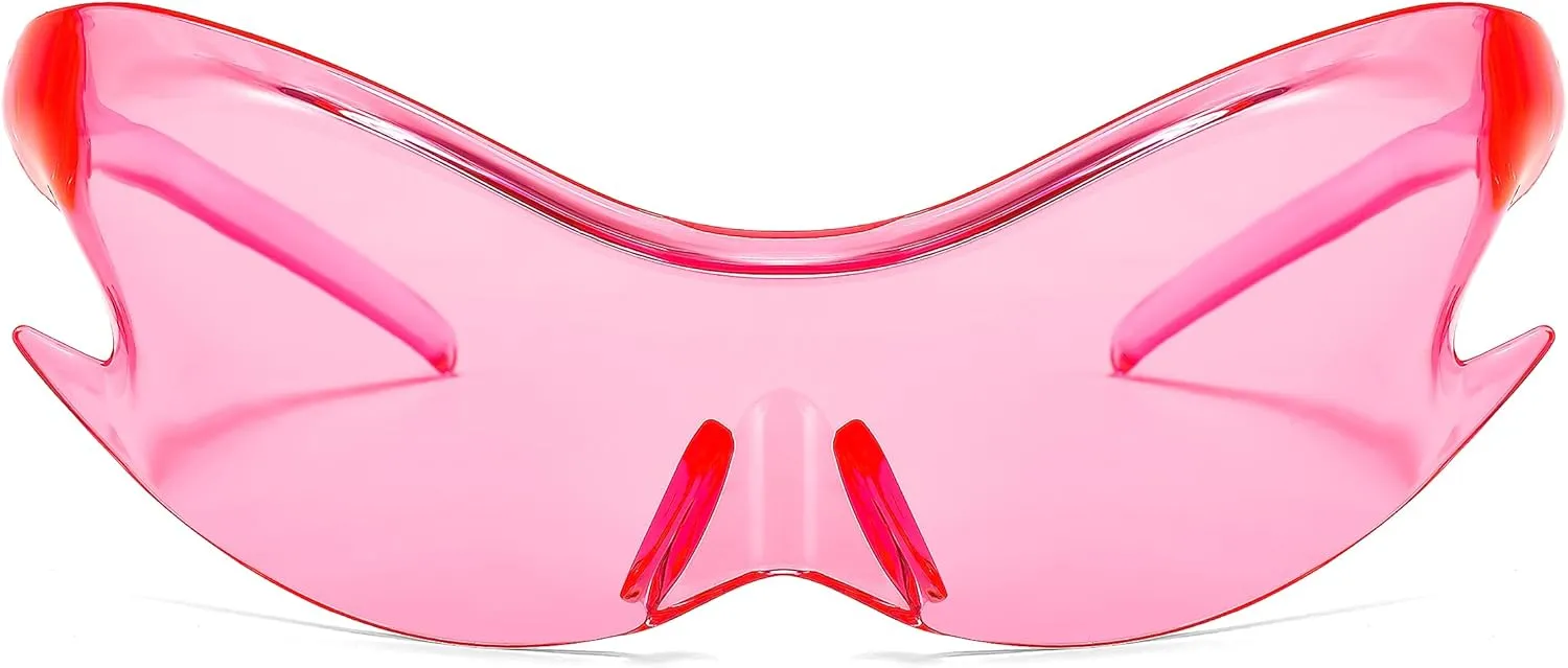 FEISEDY Futuristic Sunglasses, Fashion Alien Y2K Wrap Around for Women Men B4135