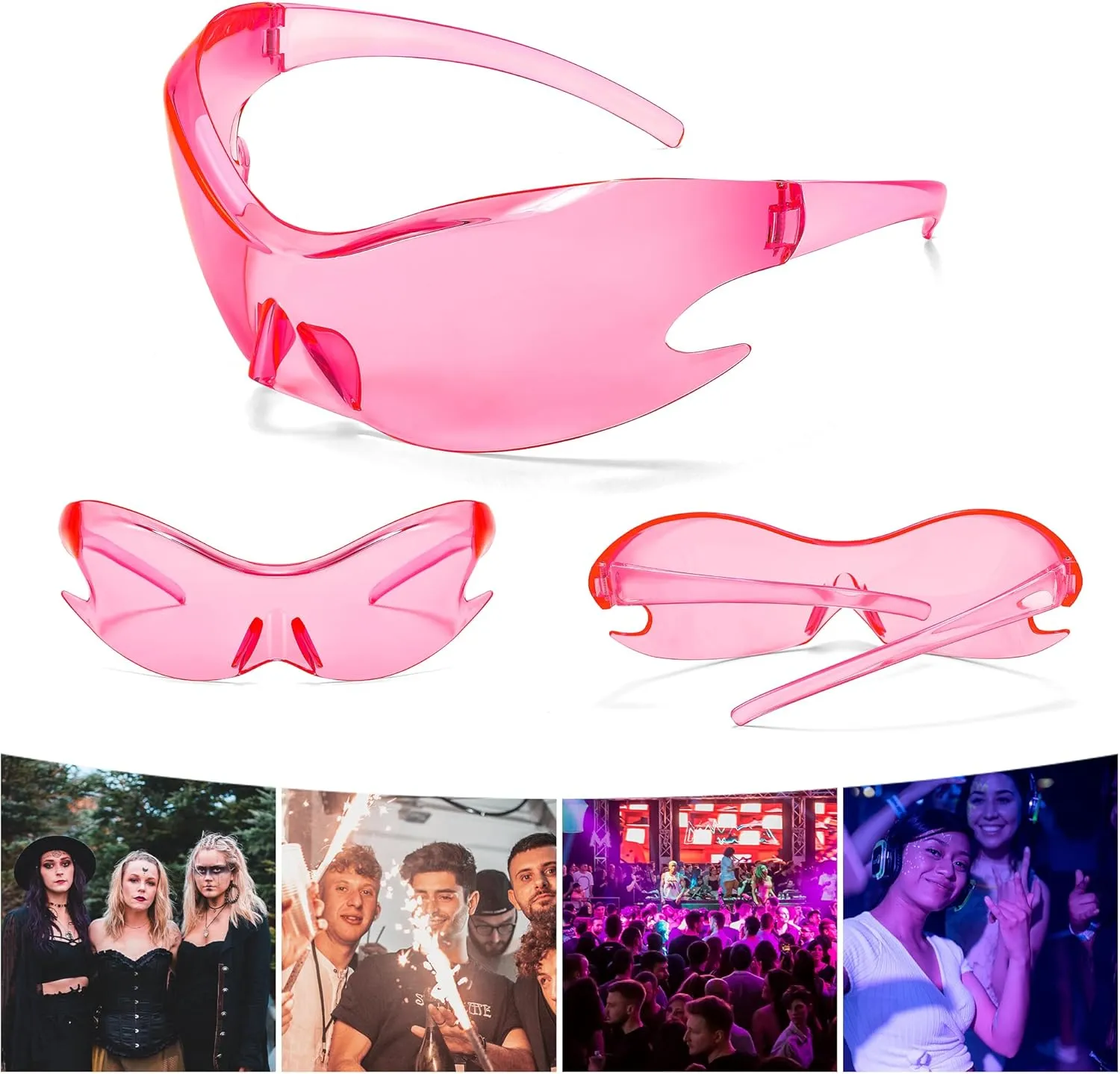 FEISEDY Futuristic Sunglasses, Fashion Alien Y2K Wrap Around for Women Men B4135